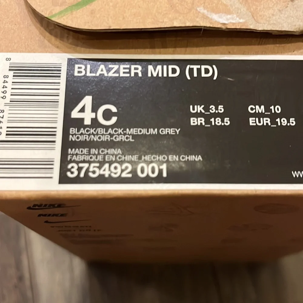 Nike Blazer Mid TD toddlers Infant Shoes Sneakers black 375492 001 new Size 4C 4